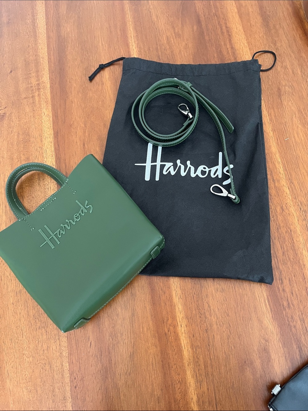 Harrods Dark Green Kensington Mini Tote with Removable Strap